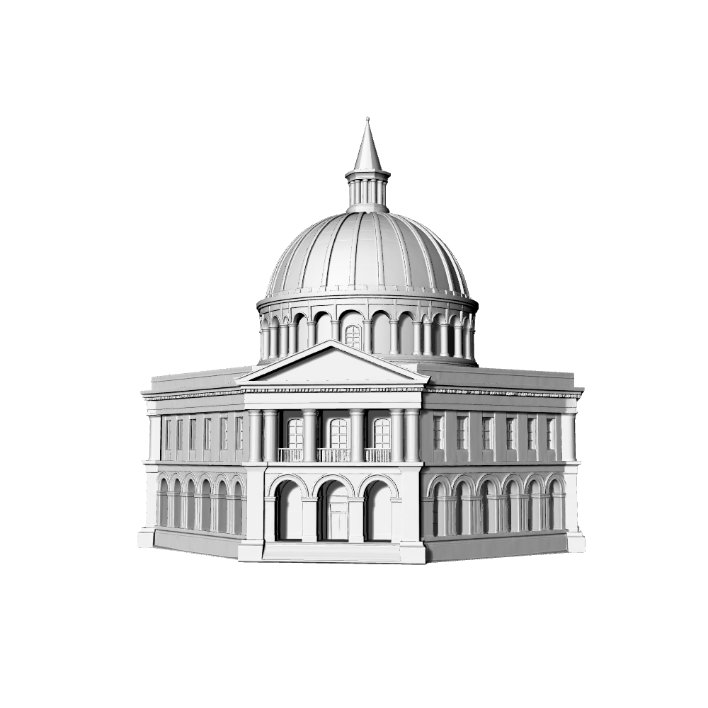 MRY-SFW LYTB719B Miniature Scene Building Model European Neoclassical Auditorium Building Desktop Ornament Model 3D Printing Model
