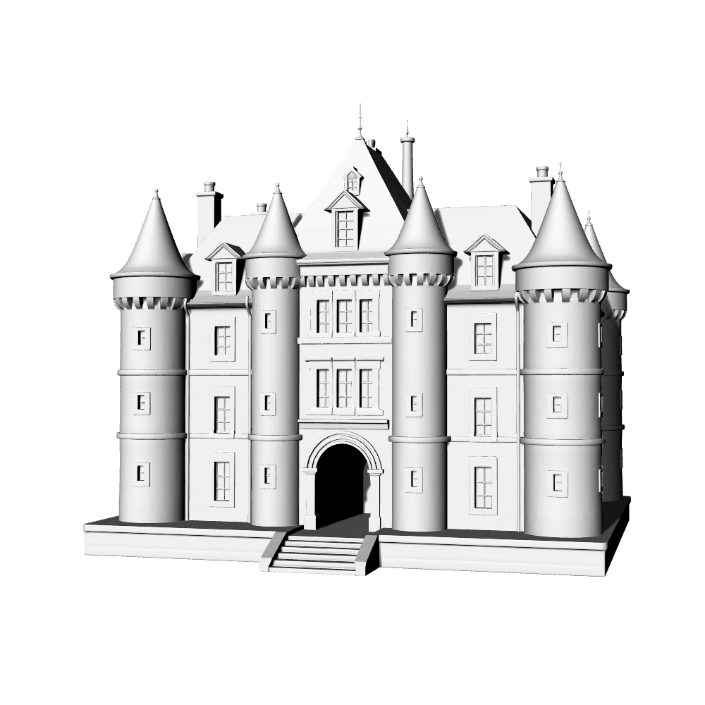 MRY-SFW LYTB720B Miniature Scene Building Model French Literary Masonry Castle Manor Building Model Desktop Ornament 3D Printing Model