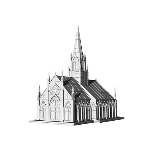 MRY-SFW LYTB721 Miniature Scene Building Model European Spire Wedding Church Gothic Church Building Model Ornament Sand Table Scene 3D Printing Model