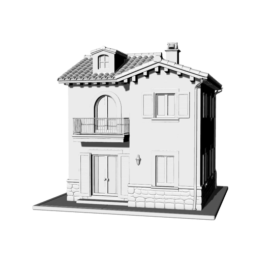MRY-SFW LYTB724A Miniature Scene Building Model European Tuscan Three Story Single Family Villa Mediterranean Architecture Desktop Ornament 3D Printing Model