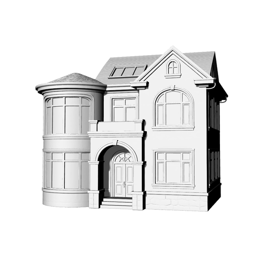 MRY-SFW LYTB724L Miniature Scene Building Model European Tuscan Three Story Single Family Villa Mediterranean Architecture Desktop Ornament 3D Printing Model