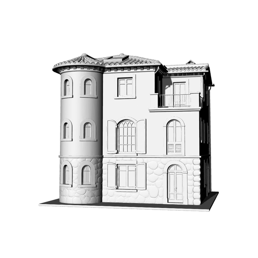 MRY-SFW LYTB725A Miniature Scene Building Model European Tuscan Four Story Single Family Villa Mediterranean Architecture Desktop Ornament 3D Printing Model
