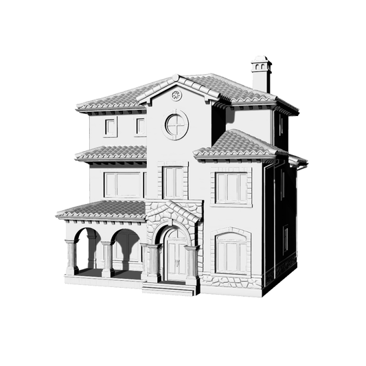 MRY-SFW LYTB725C Miniature Scene Building Model European Tuscan Four Story Single Family Villa Mediterranean Architecture Desktop Ornament 3D Printing Model