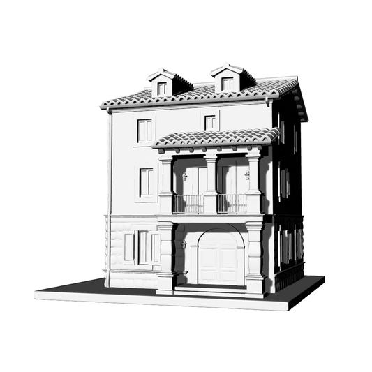 MRY-SFW LYTB725D Miniature Scene Building Model European Tuscan Four Story Single Family Villa Mediterranean Architecture Desktop Ornament 3D Printing Model