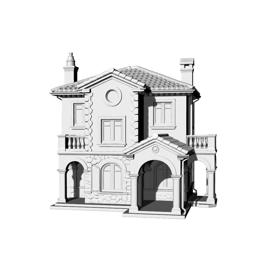 MRY-SFW LYTB725F Miniature Scene Building Model European Tuscan Four Story Single Family Villa Mediterranean Architecture Desktop Ornament 3D Printing Model
