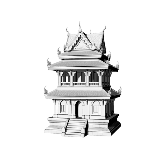 MRY-SFW LYTB726A Miniature Scene Building Model Traditional Thai Style Pavilion Temple Auxiliary Building Desktop Ornament 3D Printing Model