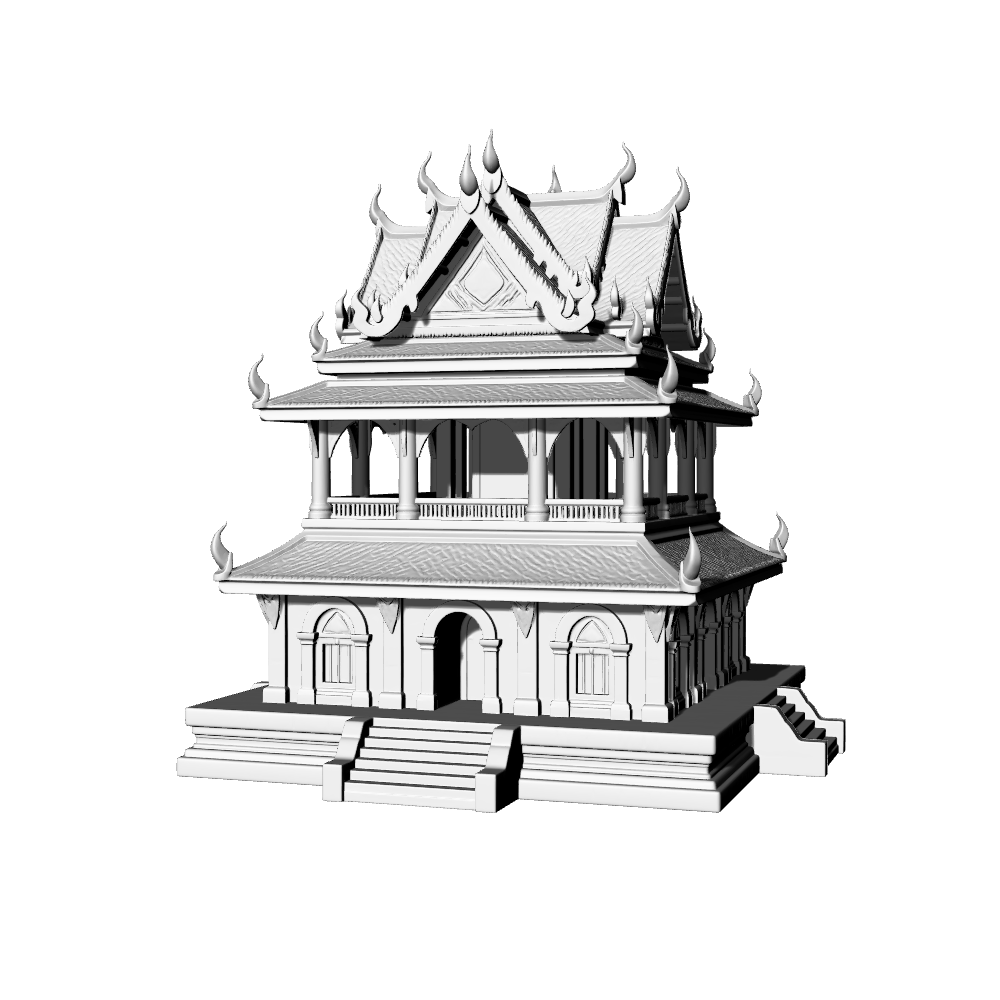 MRY-SFW LYTB726B  Miniature Scene Building Model Traditional Thai Style Pavilion Temple Auxiliary Building Desktop Ornament 3D Printing Model