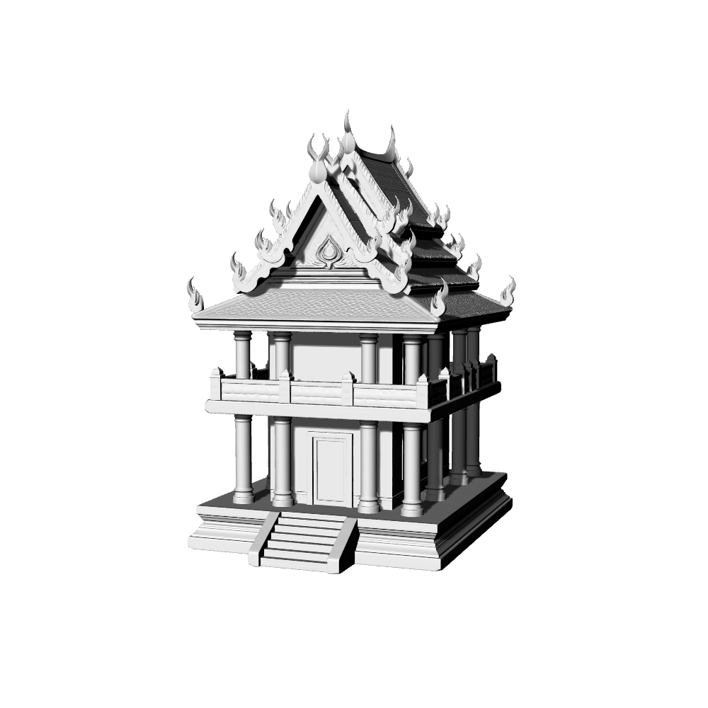 MRY-SFW LYTB726C Miniature Scene Building Model Traditional Thai Style Pavilion Temple Auxiliary Building Desktop Ornament 3D Printing Model