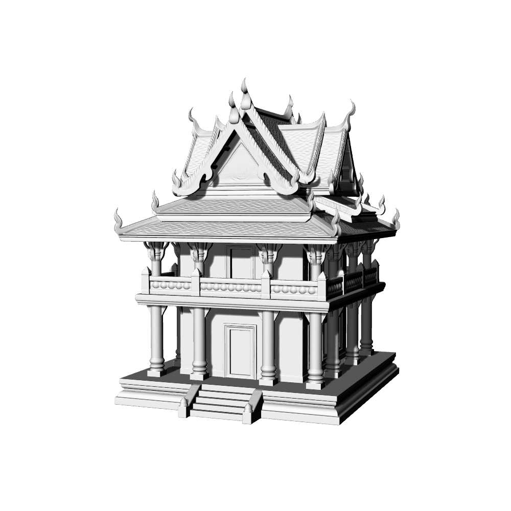 MRY-SFW LYTB726D Miniature Scene Building Model Traditional Thai Style Pavilion Temple Auxiliary Building Desktop Ornament 3D Printing Model