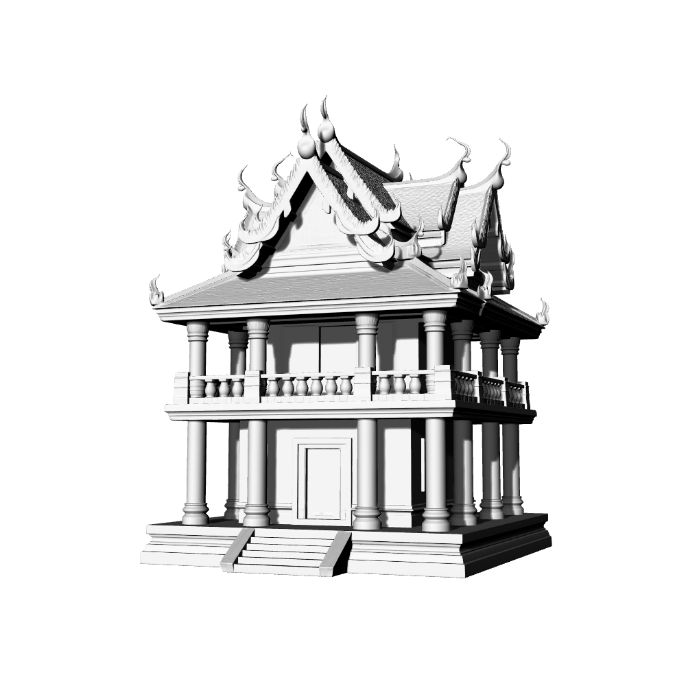 MRY-SFW LYTB726E Miniature Scene Building Model Traditional Thai Style Pavilion Temple Auxiliary Building Desktop Ornament 3D Printing Model