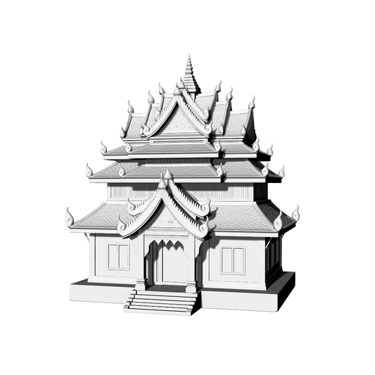 MRY-SFW LYTB727D Miniature Scene Building Model Traditional Thai Architecture Lanna Siamese Style Multi Layer Eaves Buddhist Hall Desktop Ornament 3D Printing Model