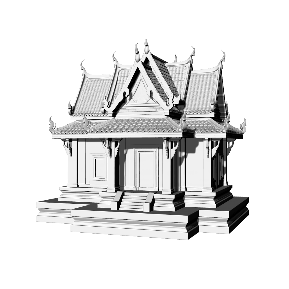 MRY-SFW LYTB730A  Miniature Scene Building Model Traditional Thai Architecture Lanna Siamese Style Single Layer Eaves Buddhist Hall Desktop Ornament 3D Printing Model