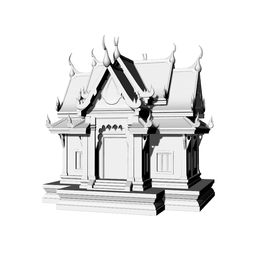 MRY-SFW LYTB730C Miniature Scene Building Model Traditional Thai Architecture Lanna Siamese Style Single Layer Eaves Buddhist Hall Desktop Ornament 3D Printing Model