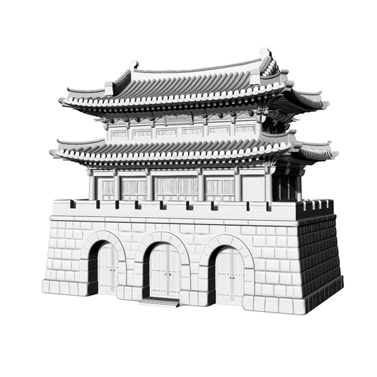 MRY-SFW LYTB732A Miniature Scene Building Model East Asian Korean Traditional Style Multi Eaves Hip And Gable Roof Gate Tower Desktop Ornament 3D Printing Model