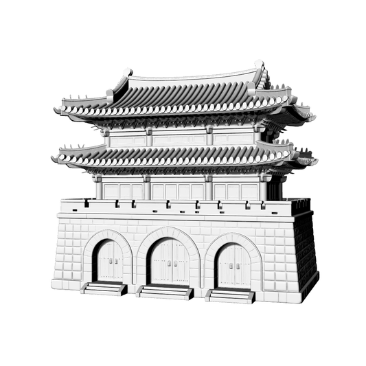 MRY-SFW LYTB732B Miniature Scene Building Model East Asian Korean Traditional Style Multi Eaves Hip And Gable Roof Gate Tower Desktop Ornament 3D Printing Model