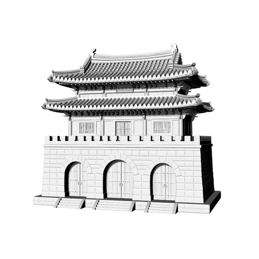 MRY-SFW LYTB732C Miniature Scene Building Model East Asian Korean Traditional Style Multi Eaves Hip And Gable Roof Gate Tower Desktop Ornament 3D Printing Model