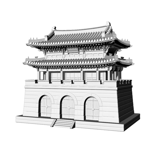 MRY-SFW LYTB732D Miniature Scene Building Model East Asian Korean Traditional Style Multi Eaves Hip And Gable Roof Gate Tower Desktop Ornament 3D Printing Model