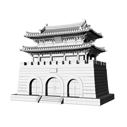 MRY-SFW LYTB732E Miniature Scene Building Model East Asian Korean Traditional Style Multi Eaves Hip And Gable Roof Gate Tower Desktop Ornament 3D Printing Model
