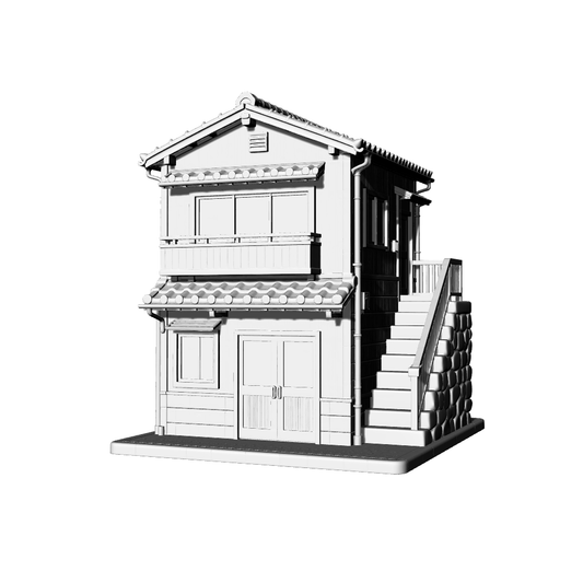 MRY-SFW LYTB733A Miniature Scene Building Model Japanese Retro Style Street Corner Mixed Commercial And Residential Building Desktop Architecture Ornament 3D Printing Model