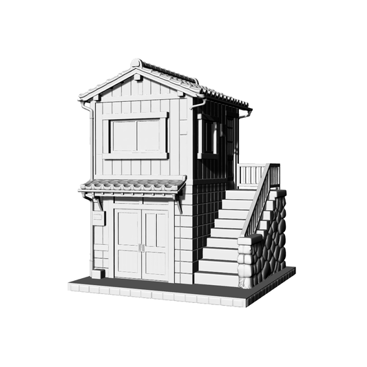 MRY-SFW LYTB733B Miniature Scene Building Model Japanese Retro Style Street Corner Mixed Commercial And Residential Building Desktop Architecture Ornament 3D Printing Model