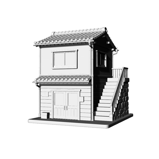 MRY-SFW LYTB733C Miniature Scene Building Model Japanese Retro Style Street Corner Mixed Commercial And Residential Building Desktop Architecture Ornament 3D Printing Model