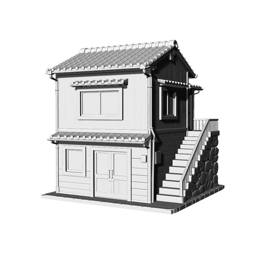 MRY-SFW LYTB733E Miniature Scene Building Model Japanese Retro Style Street Corner Mixed Commercial And Residential Building Desktop Architecture Ornament 3D Printing Model