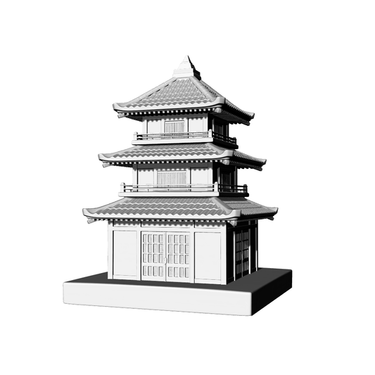 MRY-SFW LYTB734B Miniature Scene Building Model East Asian Style Three Story Multi Eaves Pavilion Chinese Style Architecture Model Desktop Ornament 3D Printing Model