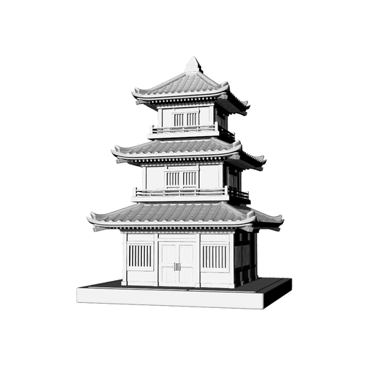MRY-SFW LYTB734D Miniature Scene Building Model East Asian Style Three Story Multi Eaves Pavilion Chinese Style Architecture Model Desktop Ornament 3D Printing Model