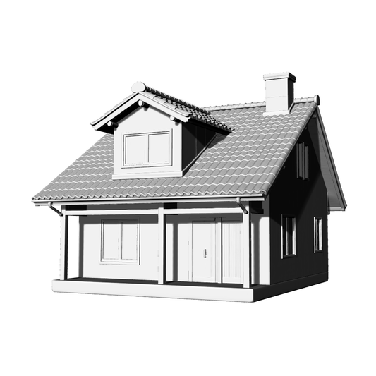 MRY-SFW LYTB737C Miniature Scene Building Model Japanese Style Single Family Residence Single Story With Attic Cottage Desktop Ornament 3D Printing Model