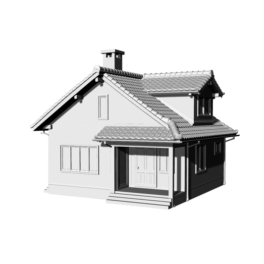 MRY-SFW LYTB737D Miniature Scene Building Model Japanese Style Single Family Residence Single Story With Attic Cottage Desktop Ornament 3D Printing Model