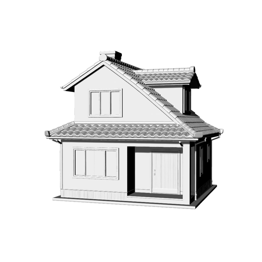 MRY-SFW LYTB737E Miniature Scene Building Model Japanese Style Single Family Residence Single Story With Attic Cottage Desktop Ornament 3D Printing Model