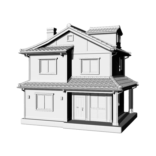 MRY-SFW LYTB738B Miniature Scene Building Model Japanese Style Single Family Residence Two Story With Attic Cottage Desktop Ornament 3D Printing Model
