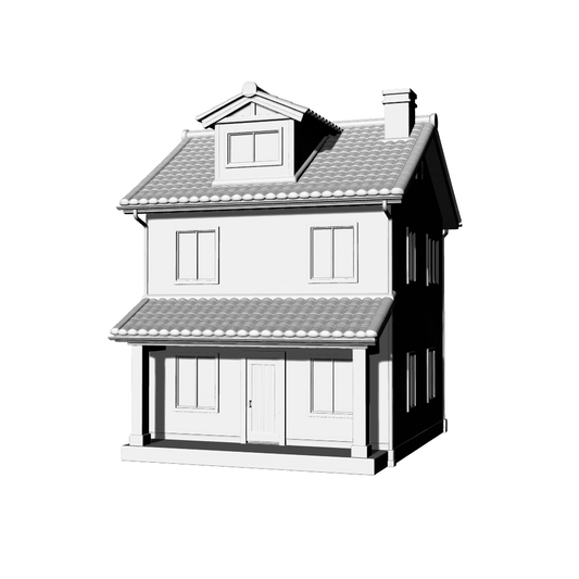MRY-SFW LYTB738C Miniature Scene Building Model Japanese Style Single Family Residence Two Story With Attic Cottage Desktop Ornament 3D Printing Model