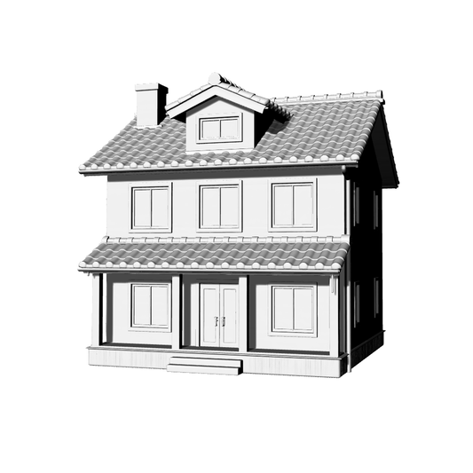 MRY-SFW LYTB738D Miniature Scene Building Model Japanese Style Single Family Residence Two Story With Attic Cottage Desktop Ornament 3D Printing Model