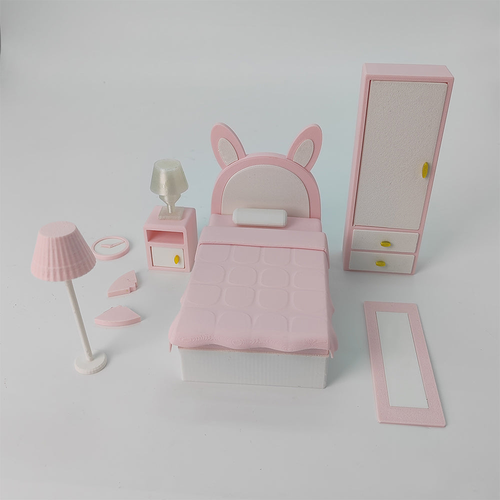 LYTP1011 Sweet Mini Bedroom Sugar Cube Chamber Series 1/18 Scale 3D Printed DIY Miniature Dollhouse For BJD & Obitsu Dolls Desktop Display