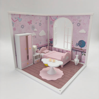 LYTP1012 Sweet Room Sugar Cube Chamber Series 1/18 Scale 3D Printed DIY Miniature Dollhouse For BJD & Obitsu Dolls Desktop Display
