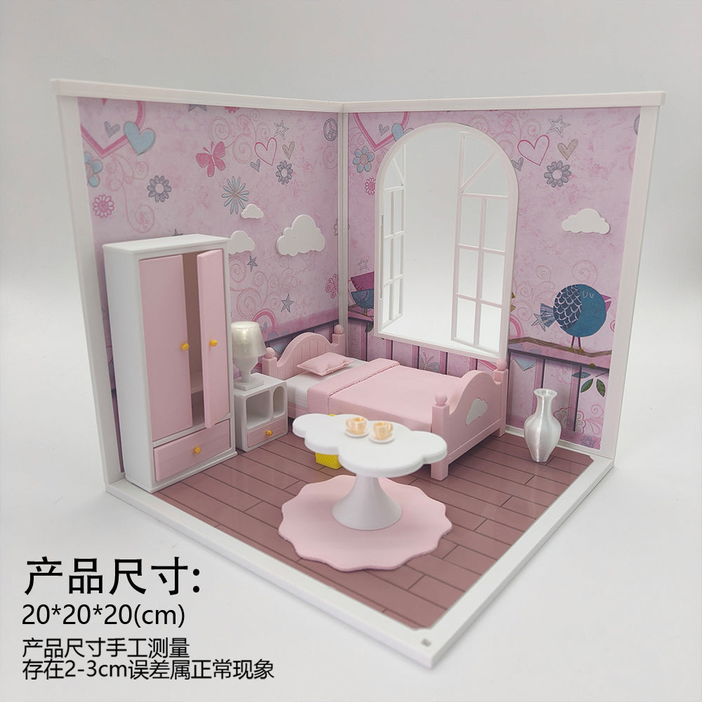 LYTP1012 Sweet Room Sugar Cube Chamber Series 1/18 Scale 3D Printed DIY Miniature Dollhouse For BJD & Obitsu Dolls Desktop Display