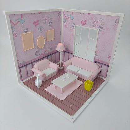 LYTP1014 Sweet Living Room Sugar Cube Chamber Series 1/18 Scale 3D Printed DIY Miniature Dollhouse For BJD & Obitsu Dolls Desktop Display