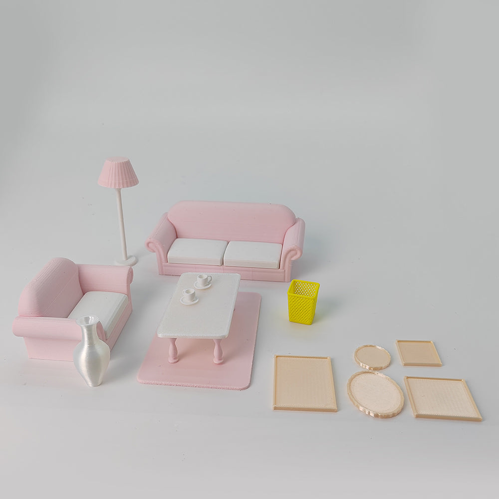 LYTP1014 Sweet Living Room Sugar Cube Chamber Series 1/18 Scale 3D Printed DIY Miniature Dollhouse For BJD & Obitsu Dolls Desktop Display