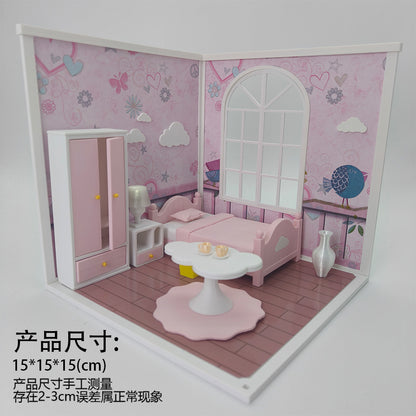 LYTP1012 Sweet Room Sugar Cube Chamber Series 1/18 Scale 3D Printed DIY Miniature Dollhouse For BJD & Obitsu Dolls Desktop Display