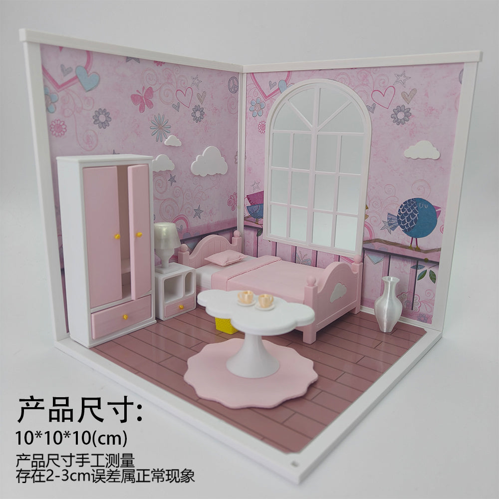LYTP1012 Sweet Room Sugar Cube Chamber Series 1/18 Scale 3D Printed DIY Miniature Dollhouse For BJD & Obitsu Dolls Desktop Display