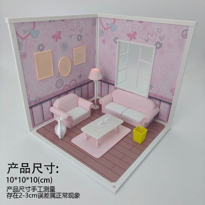 LYTP1014 Sweet Living Room Sugar Cube Chamber Series 1/18 Scale 3D Printed DIY Miniature Dollhouse For BJD & Obitsu Dolls Desktop Display