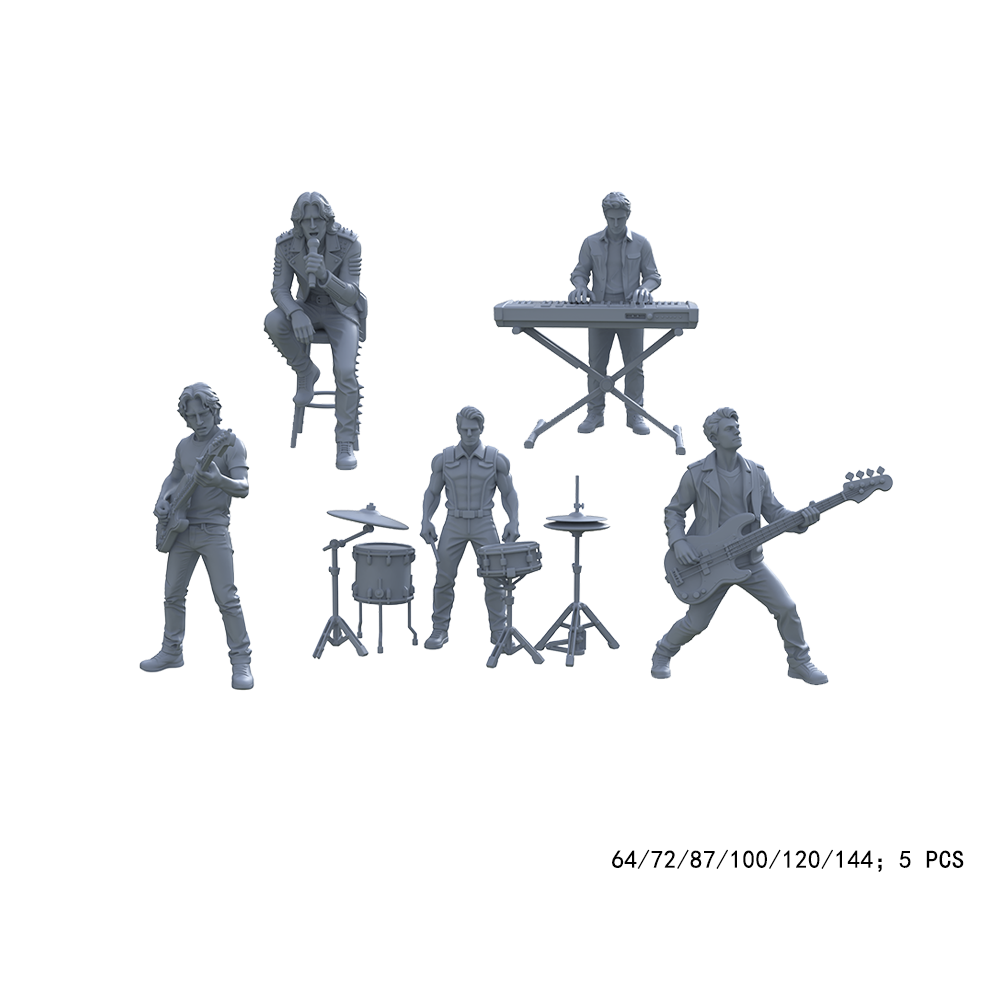 Yao's Studio LYTR006  5Pcs Rock Band Miniature Figures Scale Resin Model Kits for Stage Diorama & Scene Decor 1set