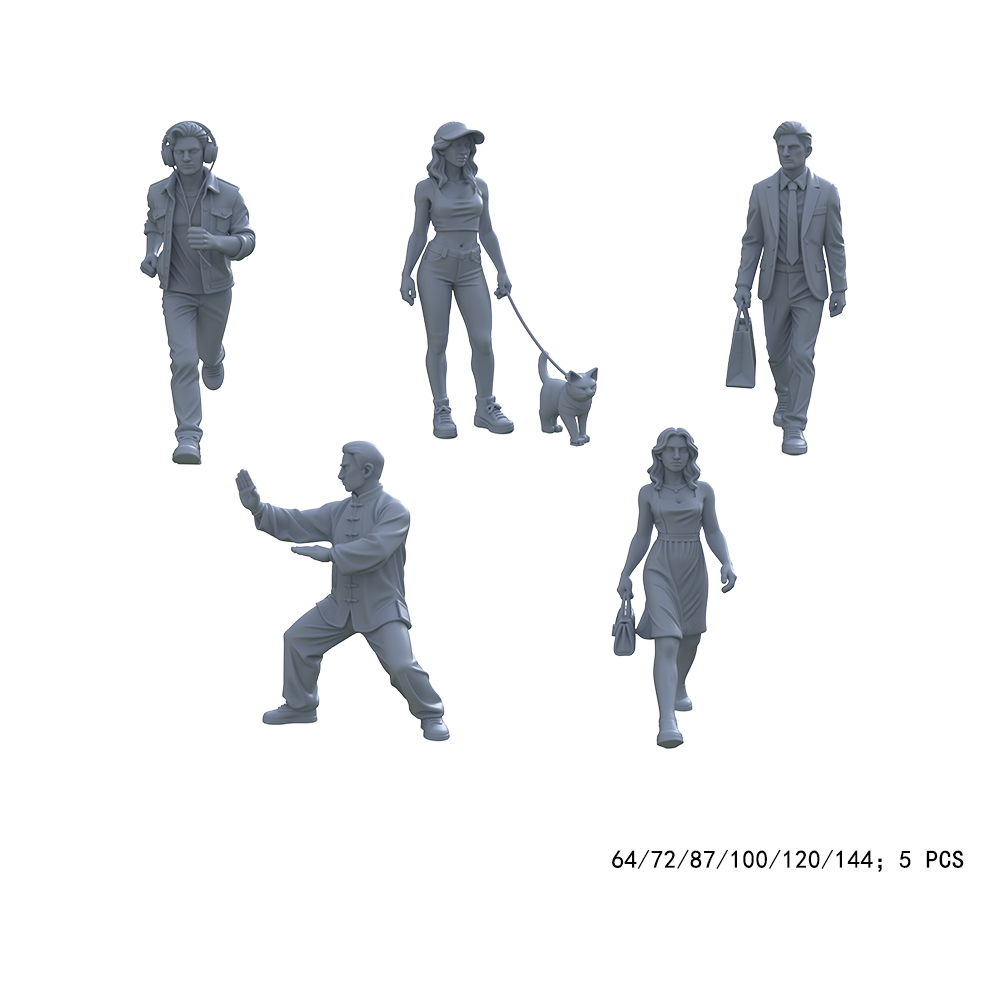 Yao's Studio LYTR009 5Pcs Urban Life Miniature Figures Scale Resin Model Kits for Daily Scene Diorama & Decor 1set