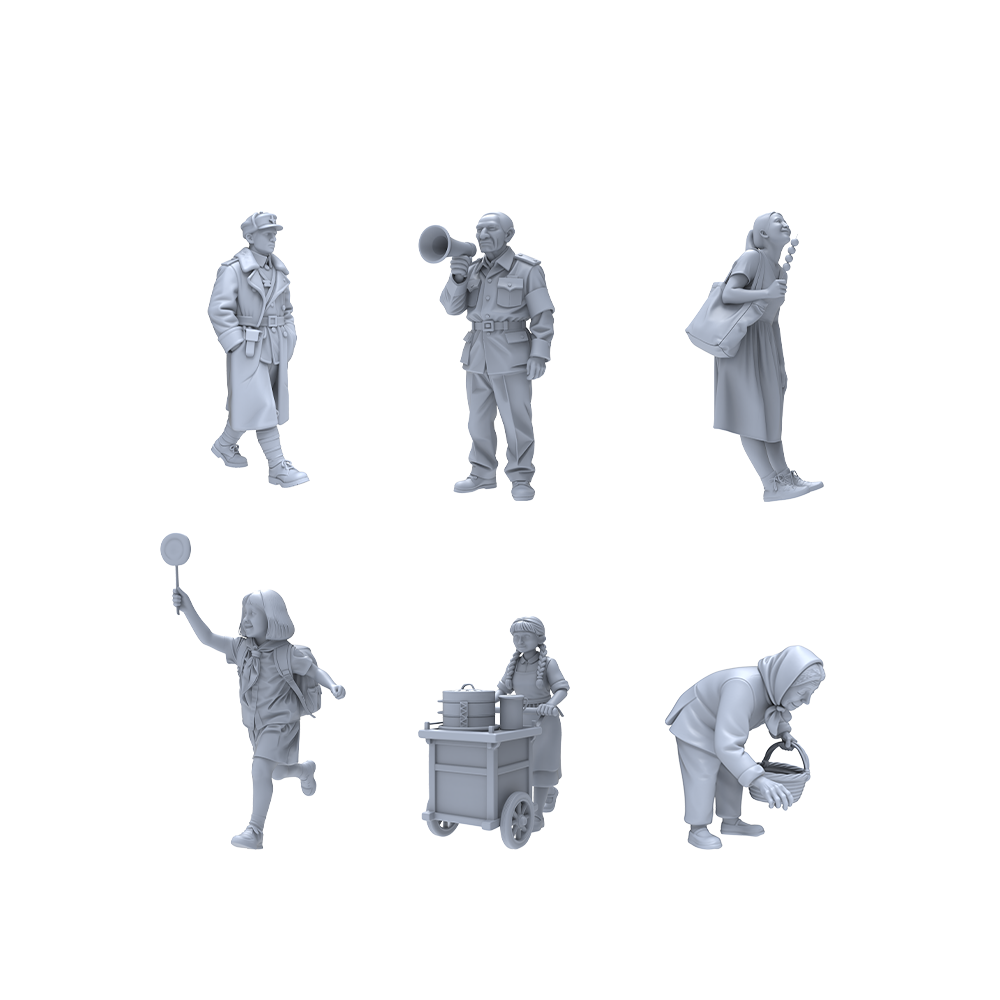 Yao's Studio LYTR038 Handicraft Artisan Daily Scene Resin Miniature Model 3-Piece Set - Handicraft Worker Figures Unpainted DIY Model Painting Handicraft Workshop Scene Decor 1set