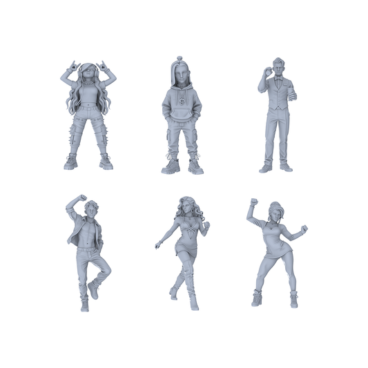 Yao's Studio LYTR048 Nightclub Party Scene Resin Miniature Model 6-Figure Set - Dancers & Service Staff Unpainted DIY Model Painting Party Scene Decor 1set