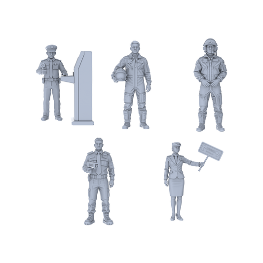Yao's Studio LYTR050  Airport Official & Crew Scene Resin Miniature Model 5-Figure Set - Officials & Crew Members Unpainted DIY Model Painting Airport Scene Decor 1set