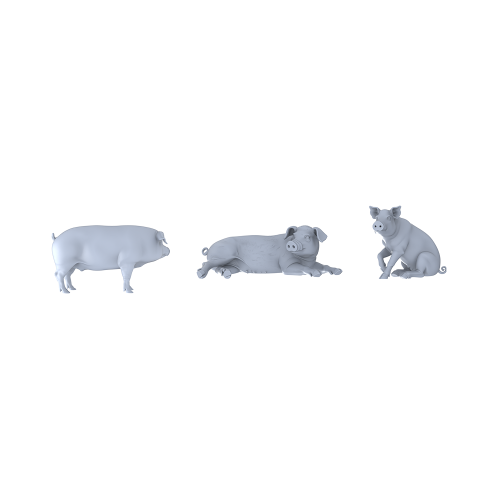 Yao's Studio LYTR054  Rural Pig Farming Scene Resin Miniature Model 3-Piece Set - Pig Figures Unpainted DIY Model Painting Rural Scene Decor 1set