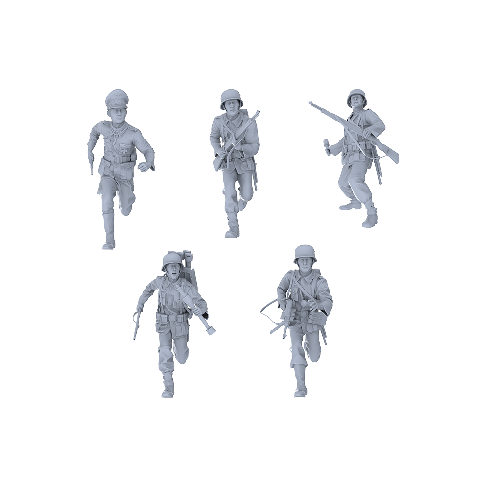 Yao's Studio LYTR057  Resin miniature model of 5-person German army group heading to the battlefield, World War II miniature soldiers, military model accessories, handcrafted. 1set