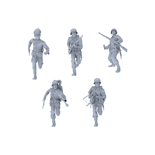 Yao's Studio LYTR057  Resin miniature model of 5-person German army group heading to the battlefield, World War II miniature soldiers, military model accessories, handcrafted. 1set
